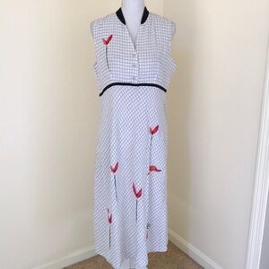 Alegre medium white linen blend hand painted dress